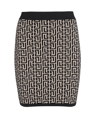 Monogrammed knit skirt