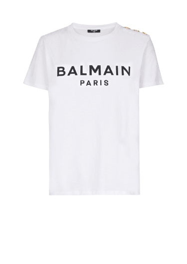 T-Shirt aus Baumwolle mit Balmain Logo-Print