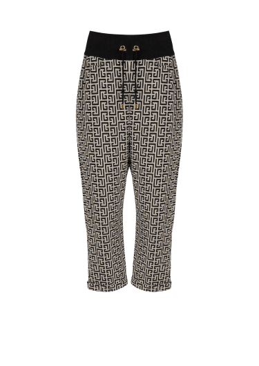 Bicolor knit boyfriend cut sweatpants with Balmain monogram