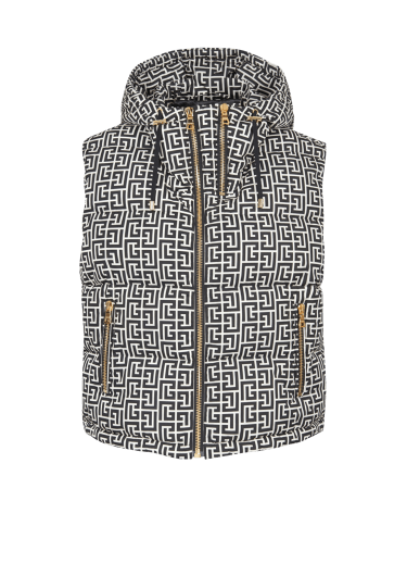 Nylon quilted vest with Balmain monogram