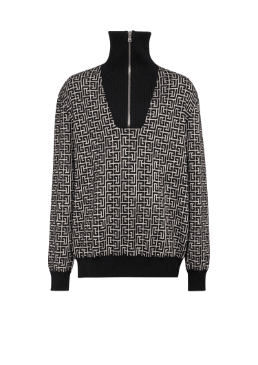 Balmainモノグラム ウール タートルネック セーター