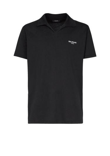 コットン ポロシャツ ブラックBalmain Parisスモールロゴ