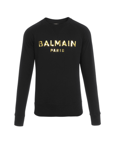 コットン スウェットシャツ メタリックBalmain Parisロゴプリント