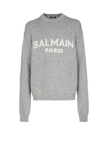Wool sweater with Balmain Paris logo