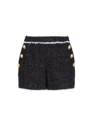 High-waisted tweed shorts