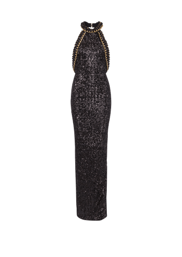 Long sequined embroidered dress