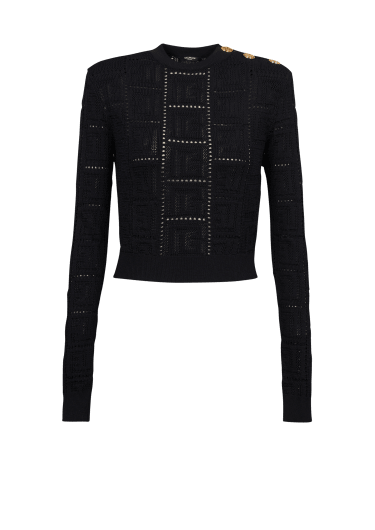 Cropped-Pullover im Öko-Design mit Balmain-Monogramm