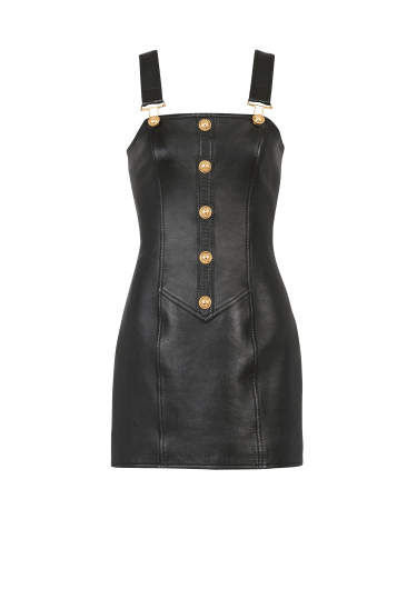 Short leather overall dress