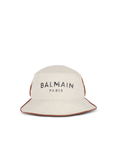 Balmain 徽标装饰棉质和皮革 B-Army 渔夫帽