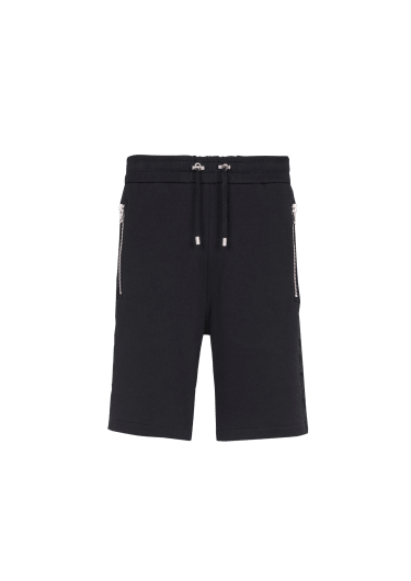 Shorts aus Baumwolle mit geprägtem schwarzem Balmain Paris-Logo