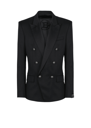 Wool blazer with double-breasted silver-tone buttoned fastening