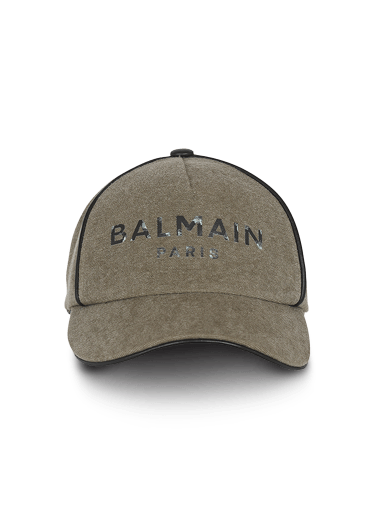 Casquette en coton canvas avec logo Balmain Paris