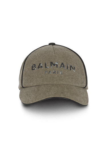 Balmain Paris 徽标装饰卡其色帆布帽