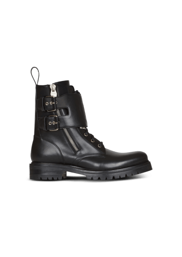 Balmain Charlie Monogram Lace-Up Army Booties