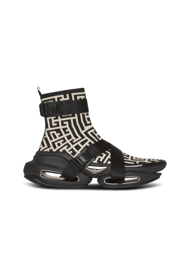 B-Bold mesh and suede high-top trainers with monogram