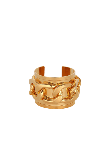 Bracelet manchette avec chaîne en laiton