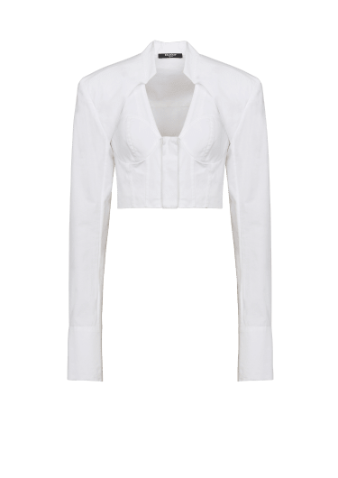 Cropped cotton shirt