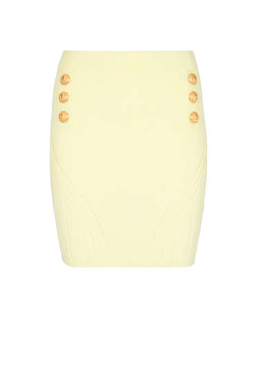 Short double-breasted knit skirt