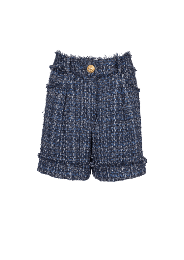 Shorts de cintura alta de tweed