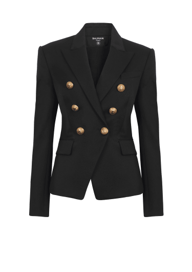 Double Breasted Monogram Jacket in Black - Balmain