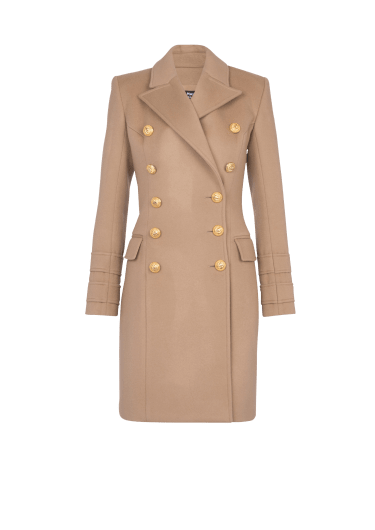 Balmain Long Wool Military Style Coat