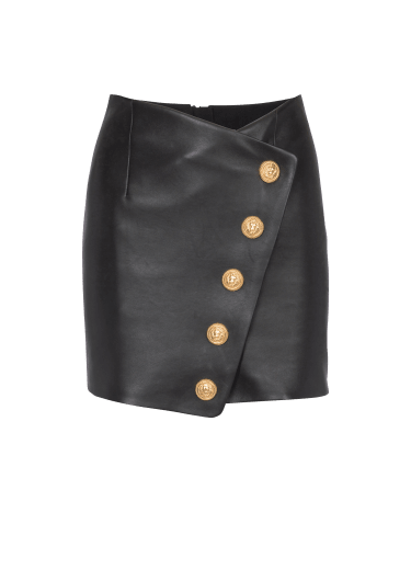 Short leather skirt