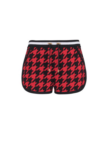 Houndstooth print knit shorts