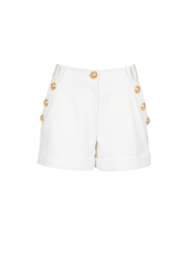 Pantalones cortos de algodón de talle bajo con botones dorados