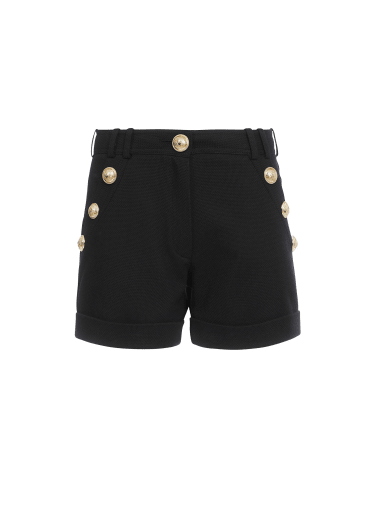 Pantalones cortos de algodón de talle bajo con botones dorados