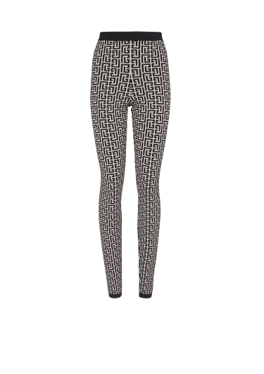 Knit leggings with monogram