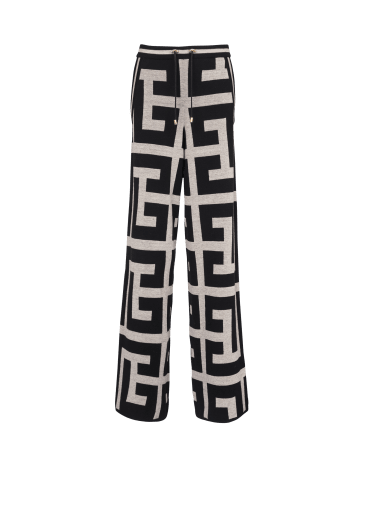 Wide knit pants with maxi Balmain monogram