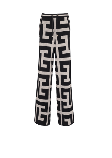 Pantalón ancho de punto con monograma maxi de Balmain