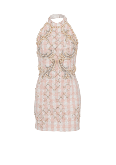 Short tweed dress with embroidery