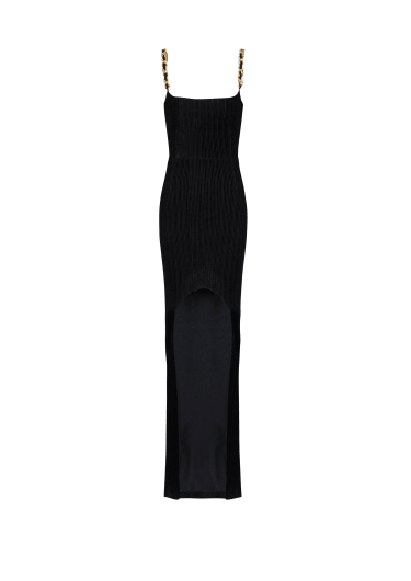 Striped velvet long dress