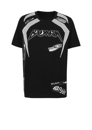 Cotton T-shirt with embroidered Balmain logo