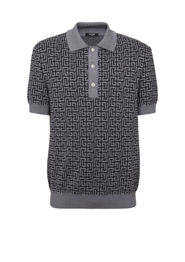Wool polo shirt with Balmain monogram