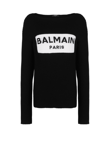 Wool jumper with Balmain Paris logo