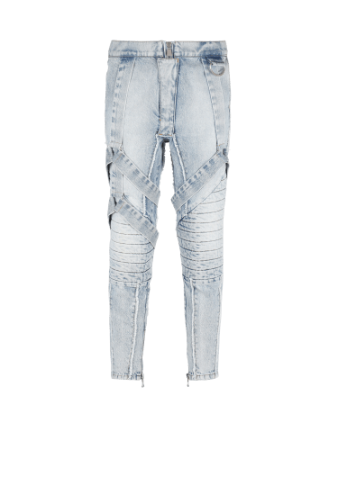 Slim Fit-Jeans mit Riemen aus Baumwolle