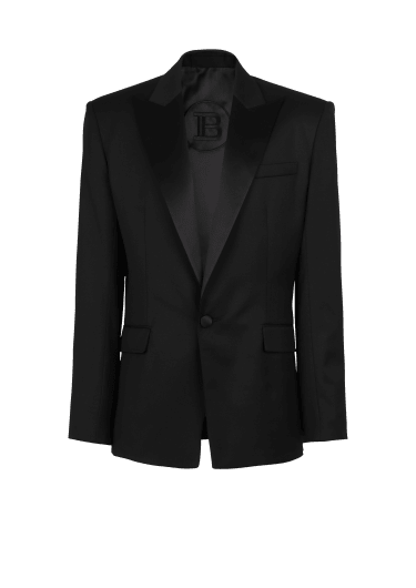 Wool blazer with satin collar