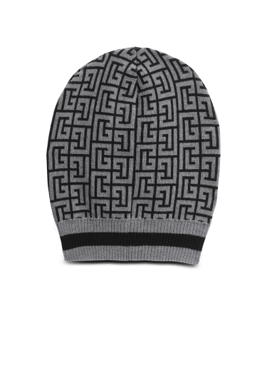 Balmain monogram embroidered wool hat