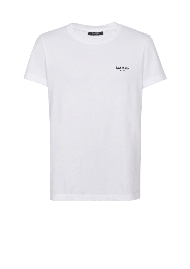 T-Shirt aus Baumwolle mit kleinem geflocktem „Balmain Paris“-Logo