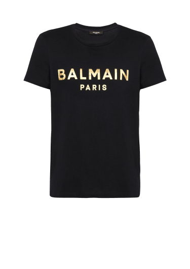 T-shirt en coton éco-responsable imprimé logo métallique Balmain