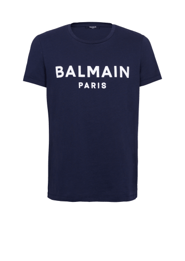 T-shirt en coton floqué logo Balmain Paris