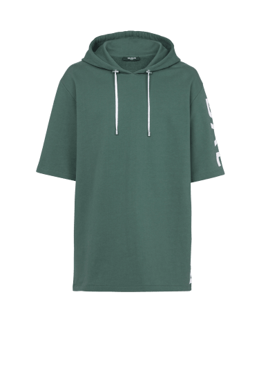 Oversize-Kapuzensweatshirt aus Baumwolle mit Balmain Logo-Print