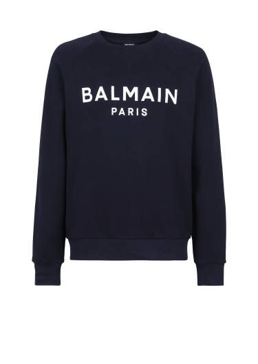 Sweat en coton floqué logo Balmain Paris