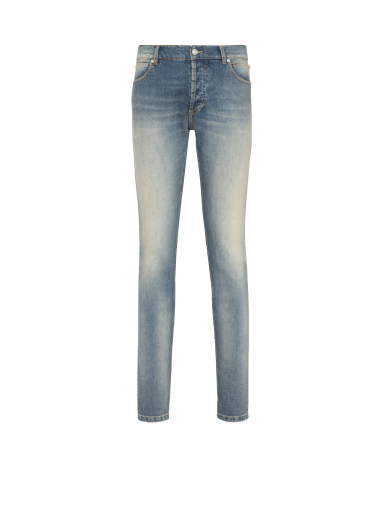 Slim cut faded cotton jeans