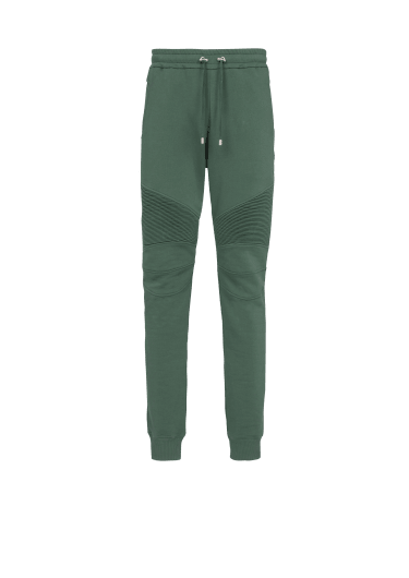 Cotton sweatpants with flocked Balmain Paris logo