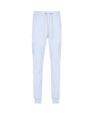 Cotton sweatpants with flocked Balmain Paris logo