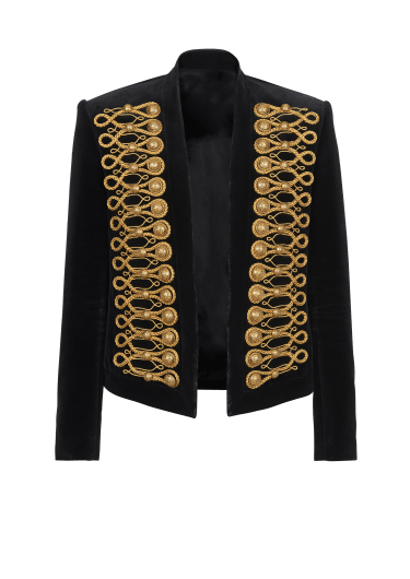 Velvet Brandenburg spencer jacket with golden embroidery