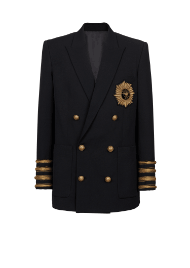 Twill blazer with gold-tone double-breasted fastening